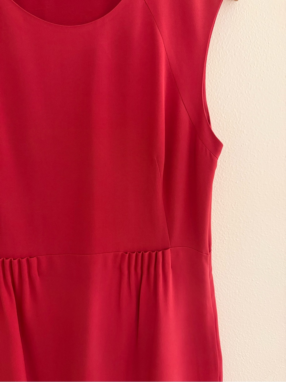 Theory Shyann 100% Silk Dress sleeveless pintuck pleated waist pink red size 10 - Picture 2 of 11